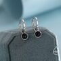 Sterling Silver Dangling Black Onyx Hoop Earrings, thumbnail 4 of 11
