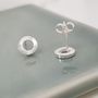 Small Circle Stud Earrings In Sterling Silver, thumbnail 4 of 6