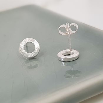 Small Circle Stud Earrings In Sterling Silver, 4 of 6