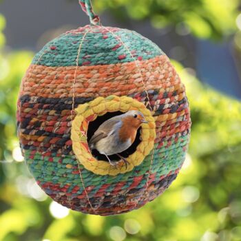 Handmade Bird Box Made From Recycled Sari Fabric, 2 of 3