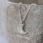 Sterling Silver Small Textured Moon Pendant, thumbnail 2 of 7