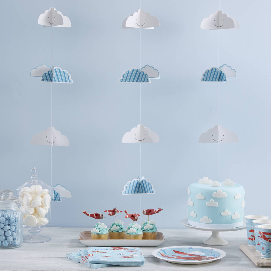 3d cloud hanging party backdrop bunting by ginger ray