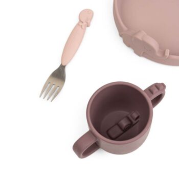 Children's Dinner Set With Cup, Plate, And Fork Taupe, 3 of 7