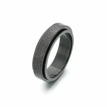 6mm Mens Black Silver Plated Steel Spinner Ring, 8 of 10