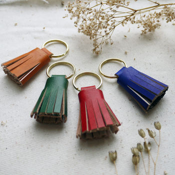 Leather Tassel Keyring With Pressed Personalisation, 2 of 7