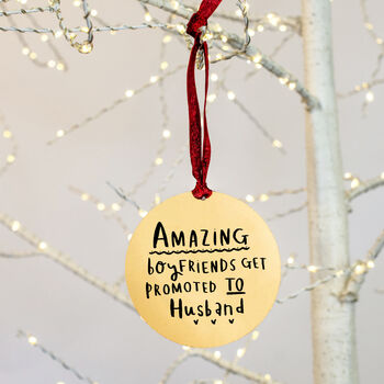 Boyfriends Get Promoted To Husband Christmas Decoration Bauble, 2 of 7