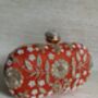 Orange Raw Silk Oval Pearl Clutch Bag, thumbnail 1 of 10