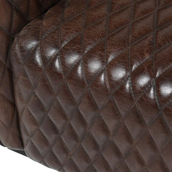 Dark Brown Diamond Stitched Leather Armchair, 2 of 2