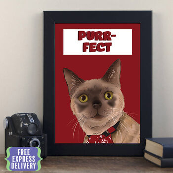 Cute Art Print Gift For Cat Lovers Purrfect, 3 of 4