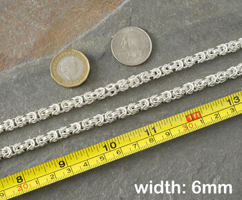 Chunky Byzantine Chain Necklace In Solid Sterling Silver 20 Inches Long, 2 of 5