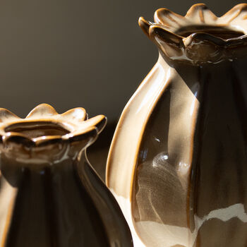 Taupe Brown Poppy Ceramic Bud Vase, 2 of 3