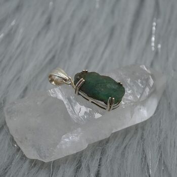 Raw Emerald Pendant Necklace, 4 of 12