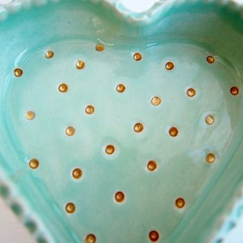 Handmade Turquoise Heart Ceramic Jewellery Dish, 4 of 7