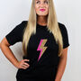 Ladies Lightning Bolt Flash T Shirt In Black, thumbnail 1 of 2