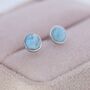 Genuine Larimar Stone Stud Earrings In Sterling Silver, thumbnail 1 of 12