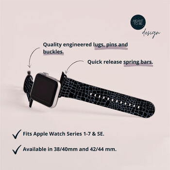 Blue Croc Vegan Leather Apple Watch Band, 5 of 6