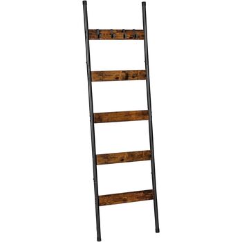 Five Tier Wall Leaning Rack With Hooks Display Shelf, 4 of 7