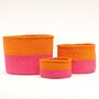 Kali: Bright Pink And Orange Duo Colour Block Woven Basket, thumbnail 2 of 8