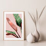 Pink And Green Banana Leaf Art Print, thumbnail 1 of 8