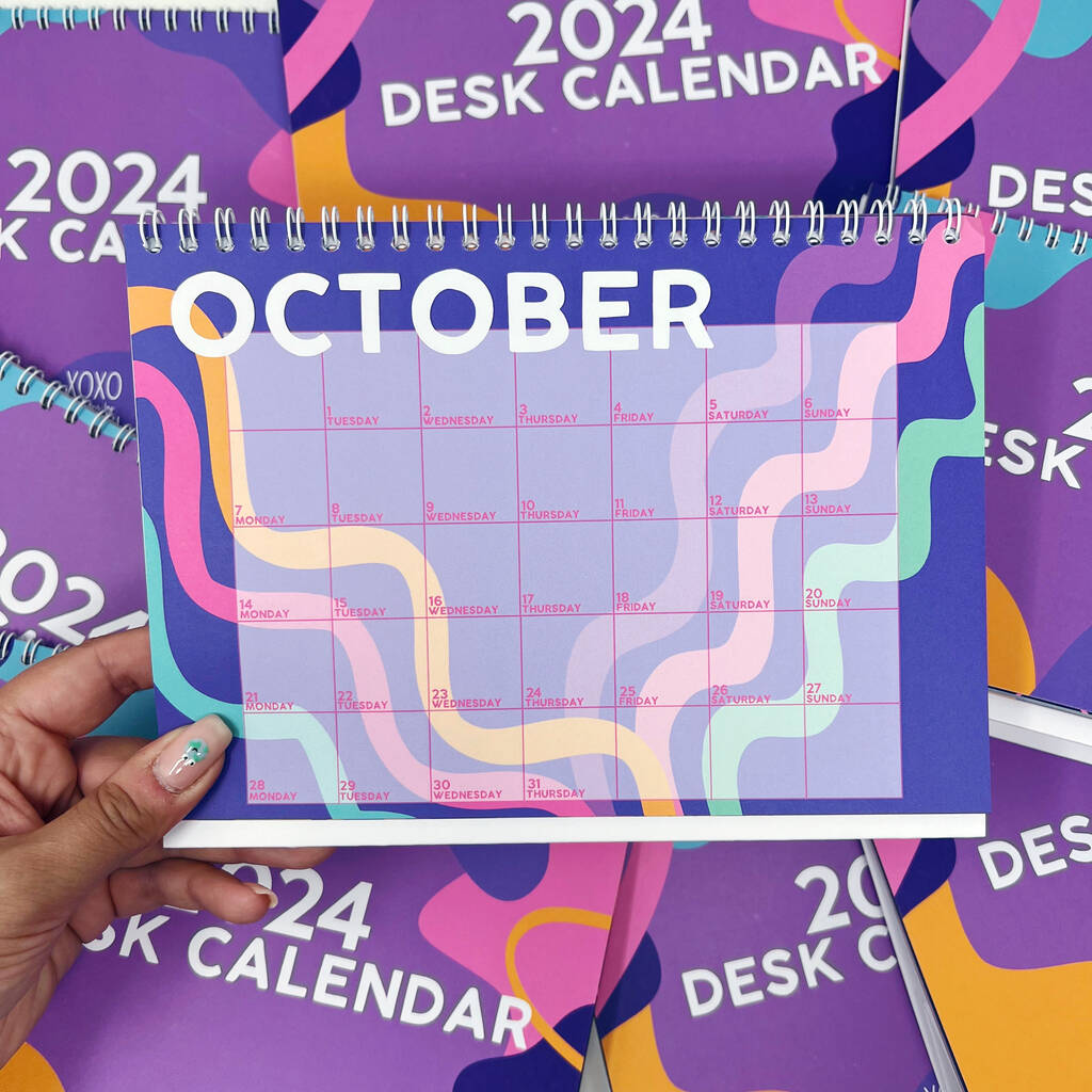 2024 Colourful Patterned A5 Desk Calendar By Xoxo Designs by Ruth