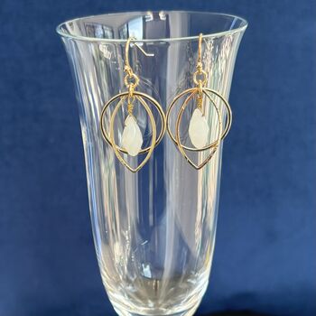 Silver Plated Geometric And White Opal Earrings, 4 of 7