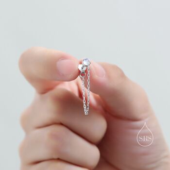 Sterling Silver Moonstone And Chain Ear Jacket, 4 of 11