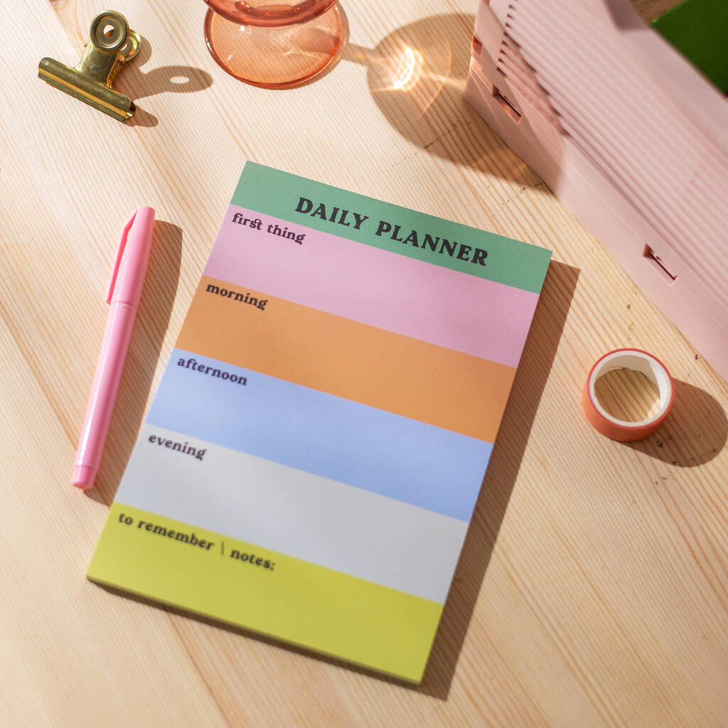 A5 Daily Planner Pad | Rainbow Colour Block Notepad, 1 of 7
