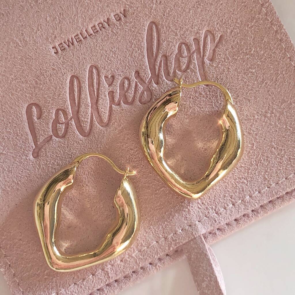 Gold Plated Irregular Shaped Hoops, 1 of 3