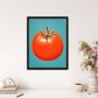 Simple Tomato Orange Red Blue Kitchen Wall Art Print, thumbnail 4 of 6