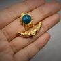 Blue Apatite, Pearl Gold Earrings, thumbnail 4 of 6