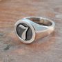 Personalised Number Round Silver Signet Ring, thumbnail 1 of 4