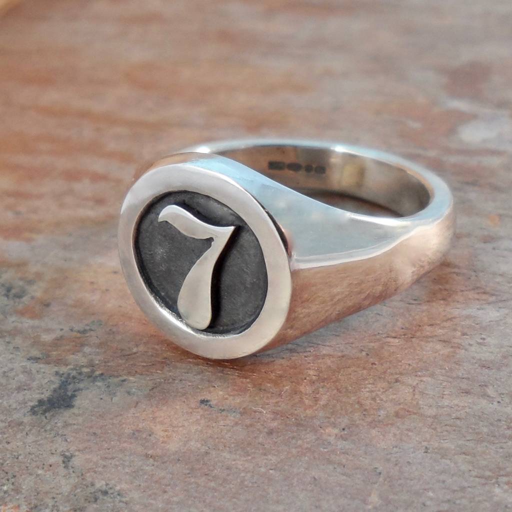Personalised Number Round Silver Signet Ring, 1 of 4