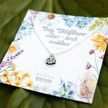 Inky Forget Me Not Birch And Silver Necklace, 11 of 12