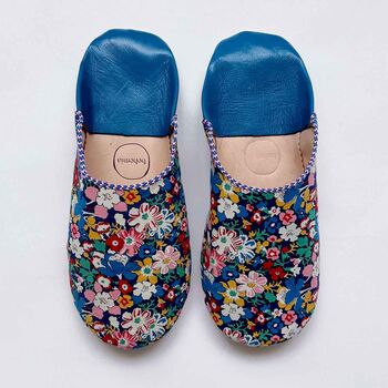 Liberty Print Babouche Slippers, Westbourne Posy, 2 of 4