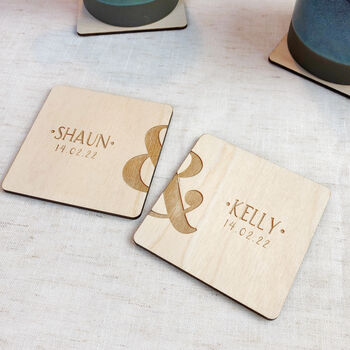 Personalised '&' Couples Coaster Set, 3 of 5