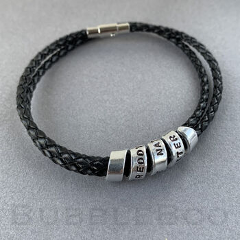 Personalised Secret Message Black Leather Bracelet, 5 of 6