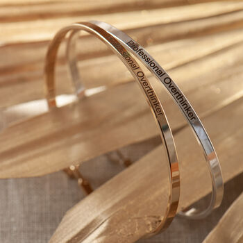 Professional Overthinker Slim Bangle, Gift For Her, Funny Gift For Friend, 3 of 11