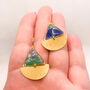 Blue And Green Sailing Boat Statement Earrings, thumbnail 7 of 9