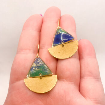 Blue And Green Sailing Boat Statement Earrings, 7 of 9