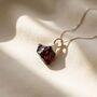 925 Sterling Silver Raw Garnet Crystal Pendant Necklace, thumbnail 1 of 3