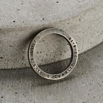 Personalised Oxidised Textured Quote Ring, 2 of 4