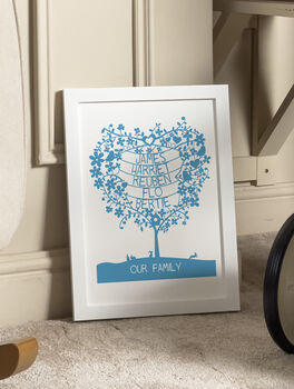 Personalised Family Heart Tree Print, 6 of 6