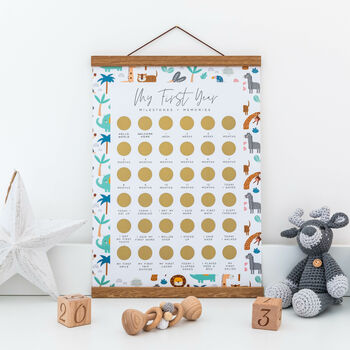 My First Year Baby Milestone Scratch Poster | Safari, 2 of 2