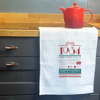 Personalised 90th Birthday Gift Microfibre Tea Towel, 7 of 8