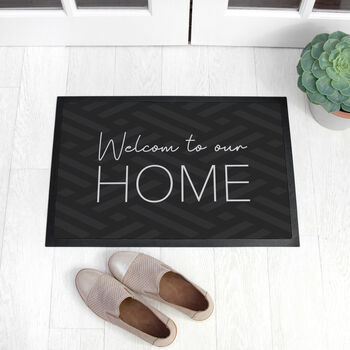 Personalised Grey Pattern Indoor Doormat, 2 of 5
