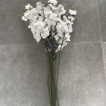 Artificial White Glitter Fabric Orchid Stem, 3 of 8