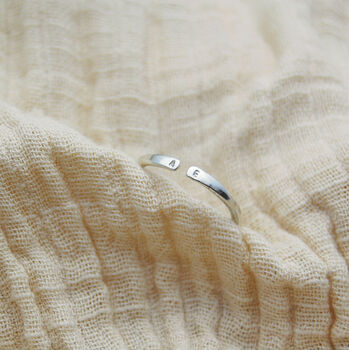 Personalised Initial Open Silver Stacking Ring, 6 of 7