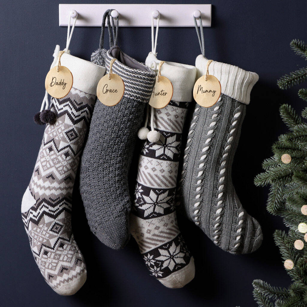 Personalised Nordic Grey Chunky Knit Stocking By Dibor ...