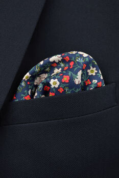 Wedding Handmade Cotton Floral Print Tie In Navy Blu, 7 of 8