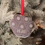 Personalised Pet Paw Print Mirror Christmas Decoration, thumbnail 1 of 3